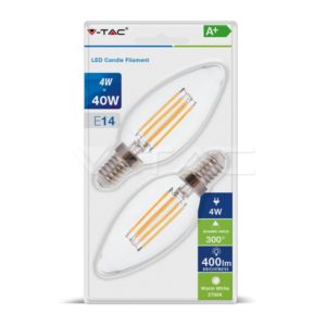 Led sijalica V-TAC ret. E14 4w 2/1 sveca 3000 k 7365